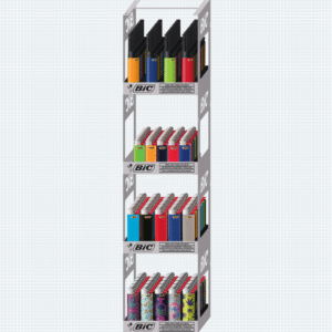 Alternative view of Bic Display, 4-Part Metal Modular display, with lighters.