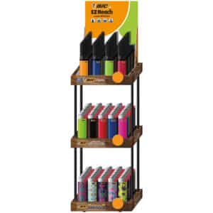 Bic Display, 3-tier wooden display, with lighters.